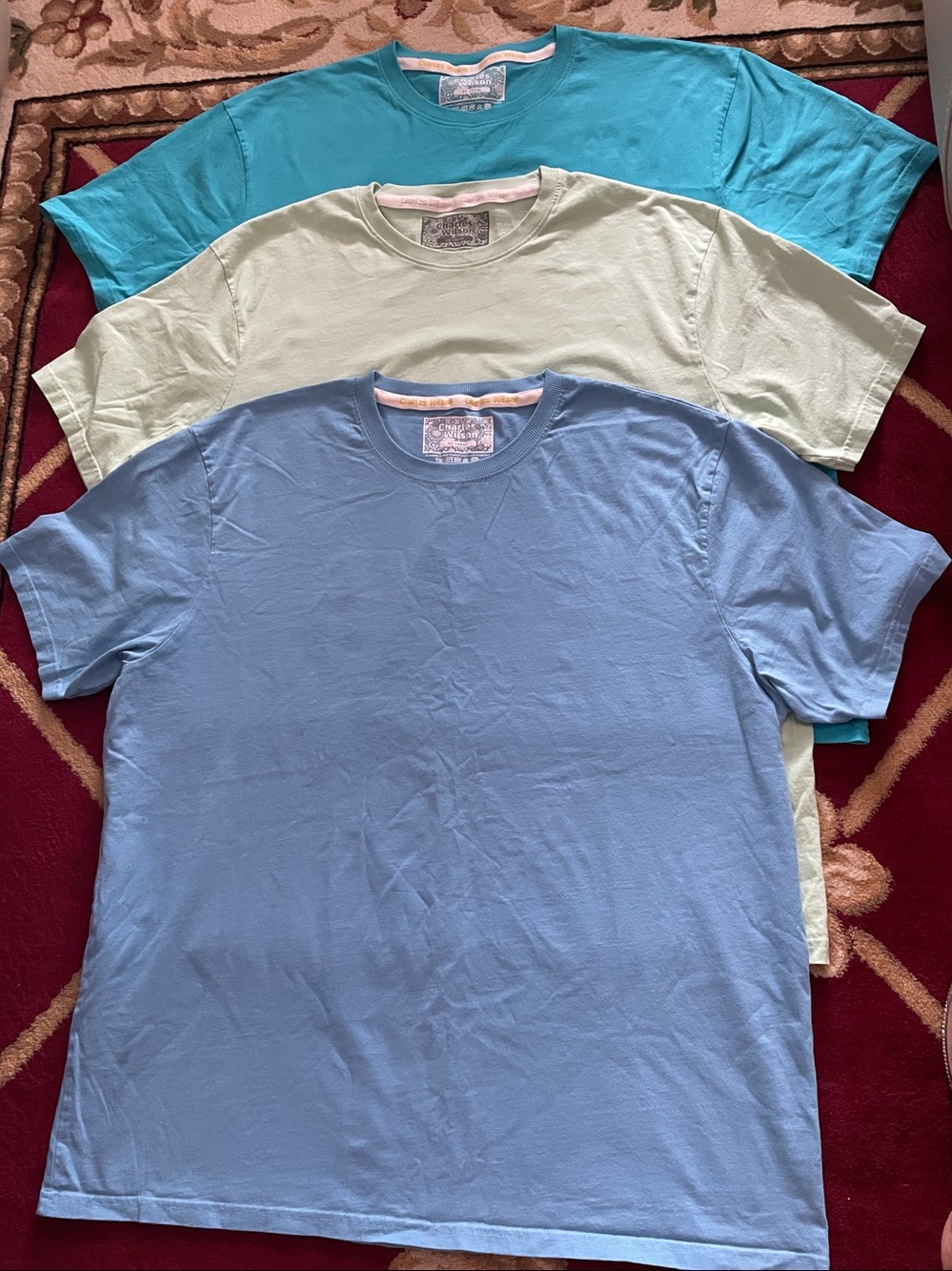 Premium Cotton Crewneck Tee - Teal , Mint and Light Blue